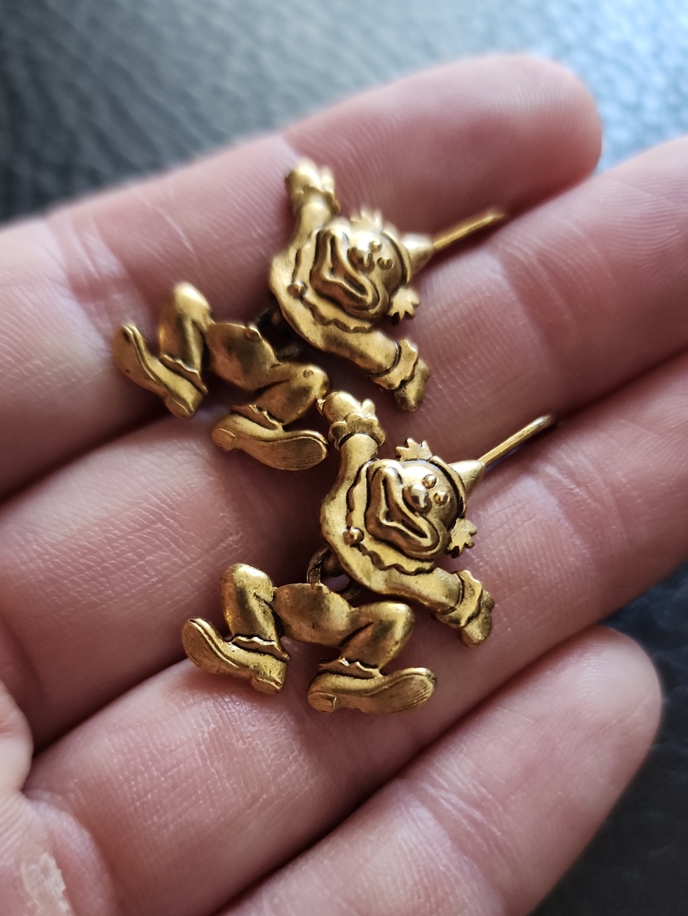 VTG JJ Gold Tone Clown Dangle Earrings - Women Jewelry